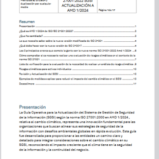 ISO 27001:2022 ā Kit de actualización AMD 1:2024